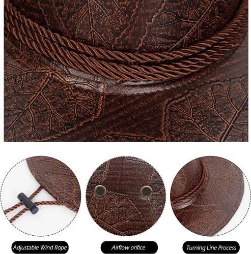 Miniatura 8 de L'VOW Conjunto de sombrero de vaquero retro de piel sintética con bandana para mujeres y hombres, disfraz temático de fiesta
