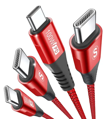 Miniatura 10 de sweguard Cable de carga USB C a USB C de 100 W [3.3 pies, paquete de 2] iPhone 17 Cable de carga para iPhone 17 16 15 Pro Max Plus, MacBook, iPad