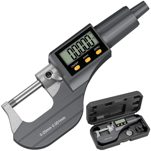Miniatura 7 de HDLKNAK - Micrómetro digital, herramienta de medición de precisión de micrómetro exterior, 0-1"/0-25 mm, pulgada/métrica 0.00005"/0.001 mm, Azul
