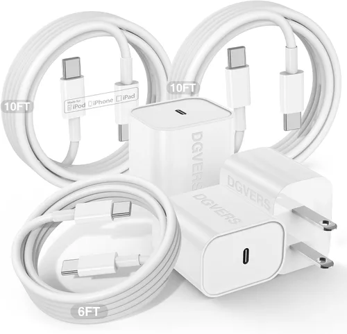 Miniatura 17 de Cargador rápido para iPhone 17 16 15, cable de carga rápida, 6+10 pies USBC a USBC y bloque tipo C de 20W para iPhone 17 Air, 16e, 17 16 15
