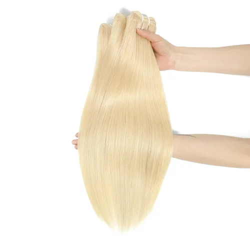 Miniatura 5 de 613 paquetes de cabello humano de 10 pulgadas, grado 12A, 100% sin procesar, rubio virgen brasileño 613, extensiones de cabello humano para mujeres