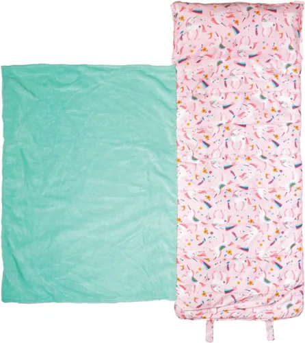 Miniatura 18 de Stephen Joseph, Tapete estampado para siesta para niños pequeños con manta suave y almohada extraíble para niños y niñas, saco de dormir para Azul