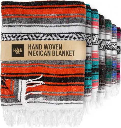 Miniatura 9 de Hydration Nation Auténtica manta mexicana extra grande (70 x 50 pulgadas), yoga tejida a mano, serape, falsa artesanal, playa, campamento, picnic