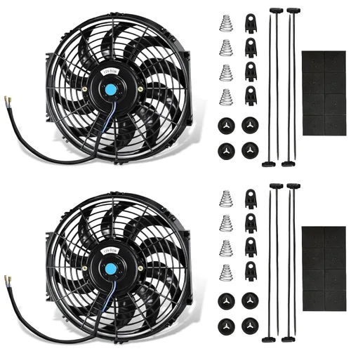 Miniatura 10 de MuHize Kit de ventilador de refrigeración universal de radiador de 16 pulgadas, ventilador eléctrico de alto rendimiento de 12 V 120 W