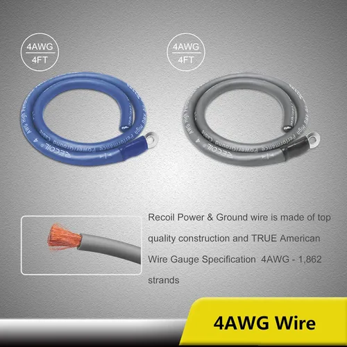 Miniatura 5 de Recoil RCK0D True 1/0 Gauge Car Audio Dual Amplificadores CCA cableado Kits de instalación con cable OFC RCA