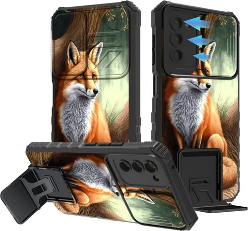 Miniatura 508 de Funda para Samsung Galaxy S22 Ultra 5G, Galaxy S22 Ultra con cubierta de cámara deslizante, funda resistente de doble capa con función atril Black
