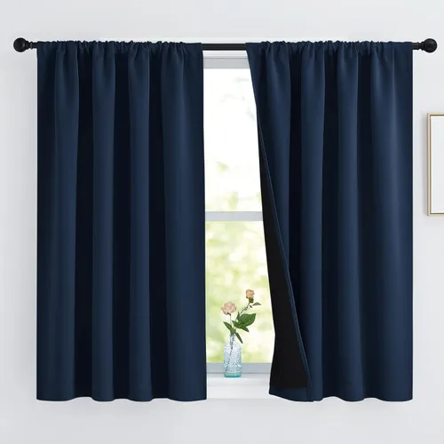 Miniatura 36 de NICETOWN Cortinas blancas 100% opacas, 2 capas gruesas completamente opacas con bolsillo para barra, cortinas aislantes térmicas para Blanco puro