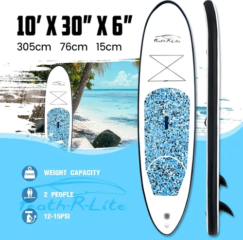 Miniatura 2 de FEATH-R-LITE Tabla de paddle surf inflable ultraligera de 10 pies x 30 pulgadas/10 pies 6 pulgadas x 33 pulgadas, para todos los niveles