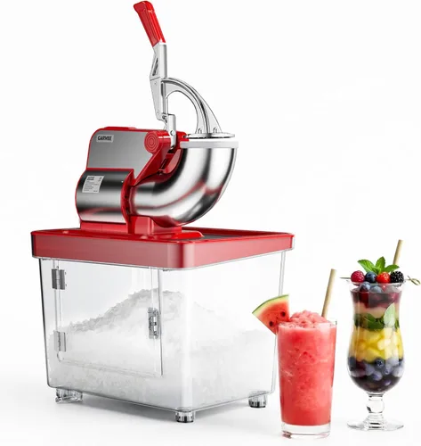 Miniatura 10 de Garvee Trituradora de hielo comercial de 209 libras/h, máquina eléctrica de cono de nieve de 300 W con 4 cuchillas de acero inoxidable, 1450 RPM