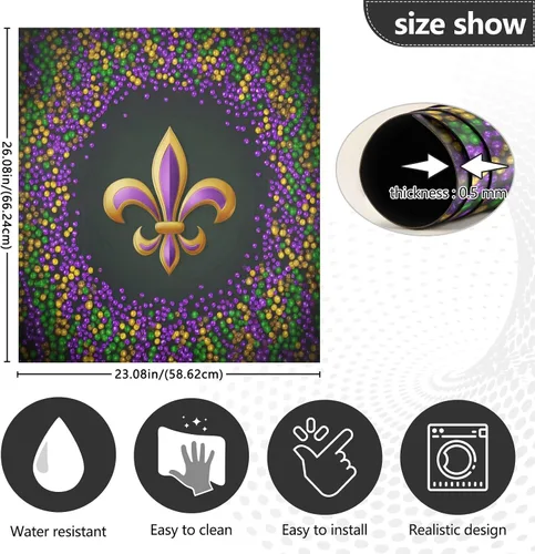Miniatura 5 de Mardi Gras Fleur De Lis - Cubierta magnética para lavavajillas, paneles de puerta con imán para refrigerador, gabinetes de hogar, calcomanías