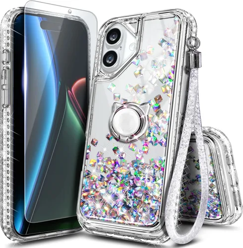 Miniatura 28 de NGB Diseñada para Funda de Teléfono iPhone 11, Morado/Azul Funda Bonita con Purpurina Líquida Brillante para Mujeres Niñas Niños con Protector