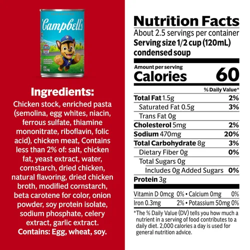 Miniatura 2 de Sopa condensada Campbell’s para niños, pasta Paw Patrol de formas impresionantes con pollo en caldo de pollo, lata de 10.5 onzas (paquete de 12)