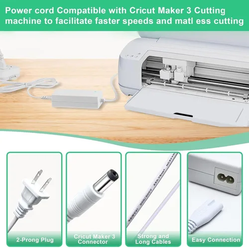 Miniatura 2 de Cable de alimentación compatible con la máquina de corte Cricut Maker 3, cable de repuesto de alimentación de 24 V CC compatible con adaptador