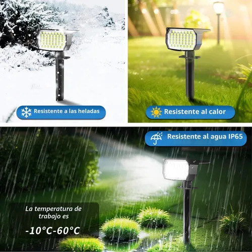 Miniatura 4 de Tadyreal Luces Solares de Foco para Exteriores Paquete de 10, [46 LED/3 Modos] Focos Solares para Paisajismo Impermeables, 2-en-1 Encendido/Apagado