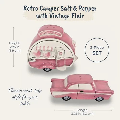 Miniatura 3 de Retro Camper - Juego de sal y pimienta, color rosa