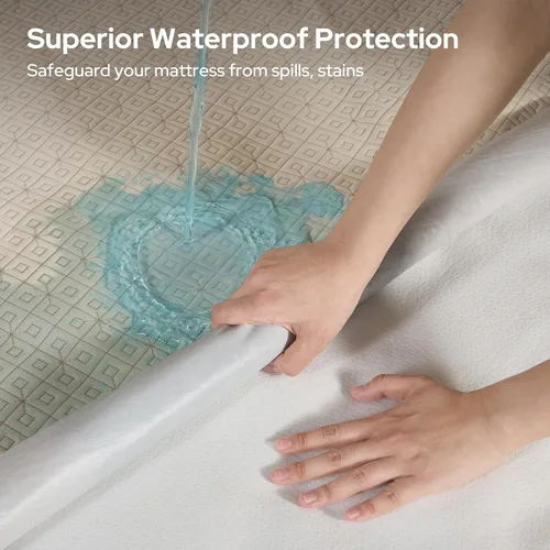 Miniatura 3 de BEDLORE Protector de colchón de tamaño individual, funda de colchón impermeable sin ruido con bolsillos elásticos para colchones de 6 a 15 pulgadas