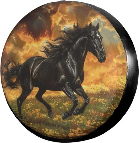 Cubierta de neumático de repuesto con estampado de caballo 3D, impermeable y a prueba de polvo, para remolque, RV, SUV y muchos vehículos de 14