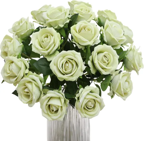 Miniatura 18 de Hawesome Rosas Falsas Flores Artificiales de Seda - 12 Piezas Rosas Moradas Artificiales Flores Falsas con Tallos para Hogar Boda Centro de Mesa