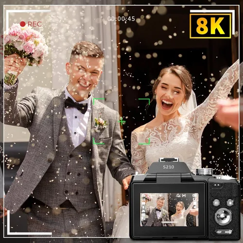 Miniatura 5 de NBD Cámaras digitales de 64 MP para fotografía, cámaras de vlogging de 8K para YouTube, zoom óptico de 16X, punto de viaje y disparo, cámaras