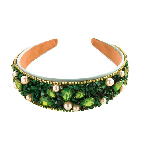 Miniatura 5 de Diadema de moda para mujer con decoración de diamantes de imitación, color caramelo, perfecta para niñas y fiestas, verde + azul