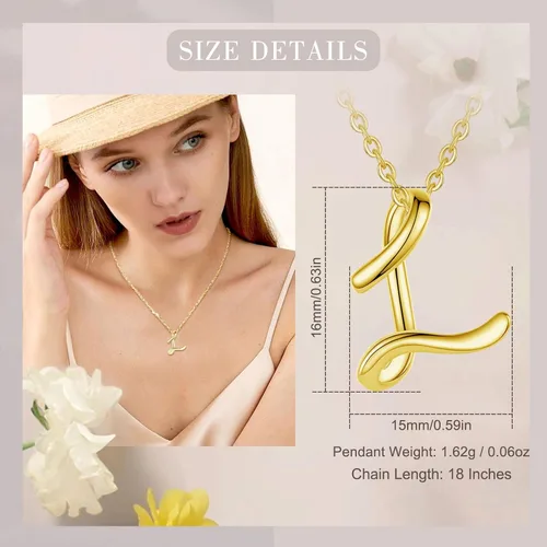 Miniatura 73 de EUDORA Collares de plata esterlina con inicial para mujer, regalos clásicos de 26 letras sin cuello para niñas, hermana, madre hija, cadena de 18