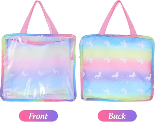 Miniatura 8 de Almacenamiento de ropa para muñecas, 2 piezas, bolsa de viaje para niños, organizador de ropa de muñeca de tela de dibujos animados