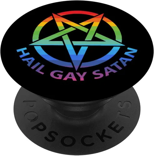 Miniatura 6 de PopSockets MagSafe PopGrip para iPhone con texto en inglés «Hail Gay Satanás»