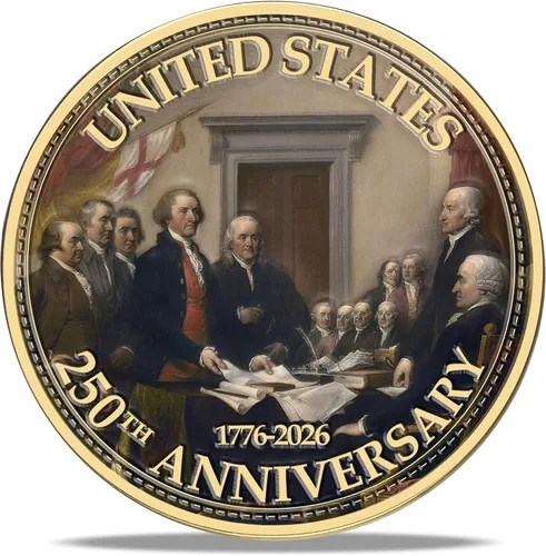 Miniatura 13 de Medalla Conmemorativa del 250 Aniversario de EE. UU. - Mercancía de América 250 con Águila Americana y Bandera de EE. UU. 250 Años de Libertad