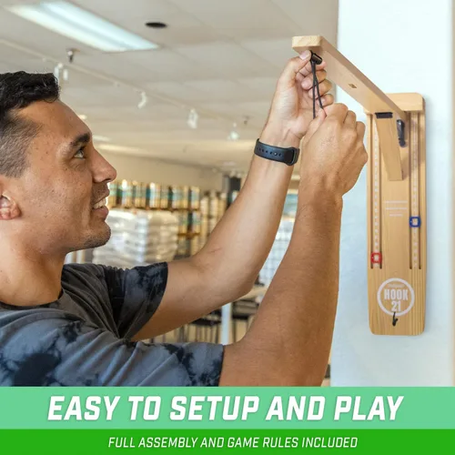 Miniatura 7 de GoSports Hook 21 Juego de columpio de anillo montado en la pared con brazo plegable - Juega en interiores o exteriores barniz natural