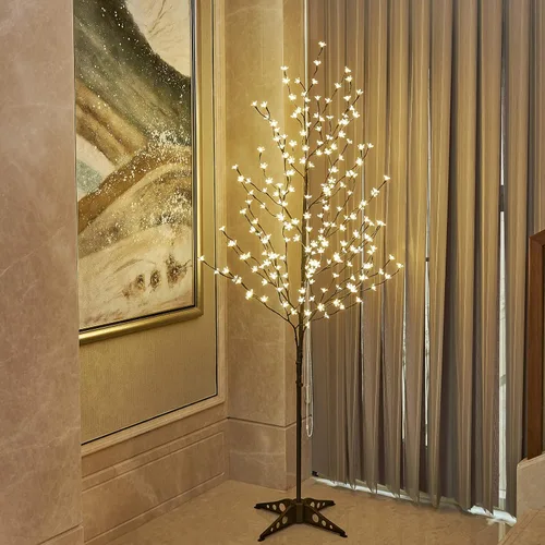 Miniatura 9 de LIGHTSHARE Árbol de Flor de Cerezo Iluminado con LED de 6.5 pies, 208L, blanco cálido, para decorar el jardín del hogar, primavera, verano, boda