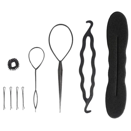 Miniatura 9 de Herramientas de cola de cabello, juego de 4 herramientas de trenzado de ciempiés francés, herramientas de bucle, bricolaje para peinar el cabello