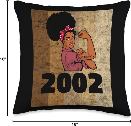 Miniatura 4 de Black Pride Melanin Queen African American Gifts Vintage 2002 Limited Edition 21st Birthday Afro Girls Women - Almohada de 16 x 16 pulgadas
