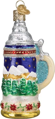 Miniatura 9 de Old World Christmas Adorno soplado de vidrio de cerveza para árbol de Navidad, decoración navideña artesanal, colección de cerveza Vaso de cerveza