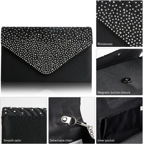 Miniatura 4 de BBjinronjy Clutch Purse for Women Evening Bags for Women Formal Wedding Party Cocktail Prom Crossbody Purse Evening Handbags