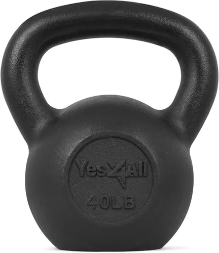 Miniatura 25 de Yes4All Pesa rusa de hierro fundido, pesas rusas para entrenamiento de fuerza 5-80 libras (5, 10, 15, 20, 25, 30, 35, 40, 45, 50, 60, 70, 80 libras)