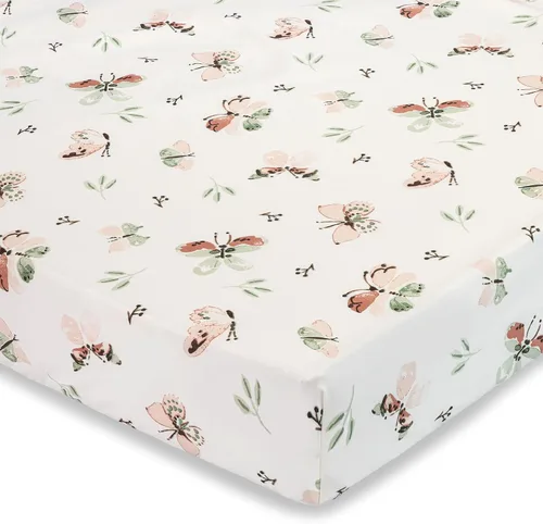 Miniatura 9 de Crane Baby Sábana bajera, sábana bajera ajustable de algodón suave para cunas y guarderías, cobre beige, 28 pulgadas de ancho x 52 pulgadas de alto