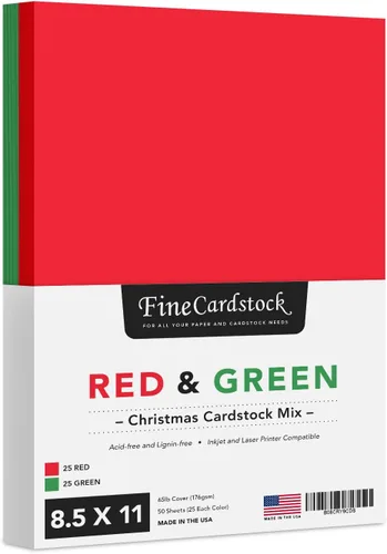 Miniatura 2 de Papel de Navidad para tarjetas de Navidad, cartulina roja y verde de 8.5 x 11 pulgadas para tarjetas de felicitación, arte y manualidades