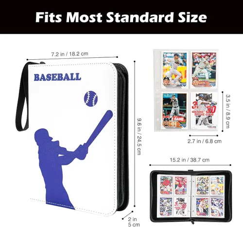 Miniatura 3 de ProCase Carpeta de tarjetas de béisbol de 4 bolsillos para 440 tarjetas, álbum de tarjetas comerciales deportivas con 55 fundas para tarjetero Blanco