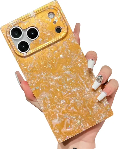 Miniatura 71 de Elegante concha de madre perla compatible con iPhone 13 Pro de 6.1 pulgadas, estuche de borde rectangular, elegante y delgado, con perla de abulón