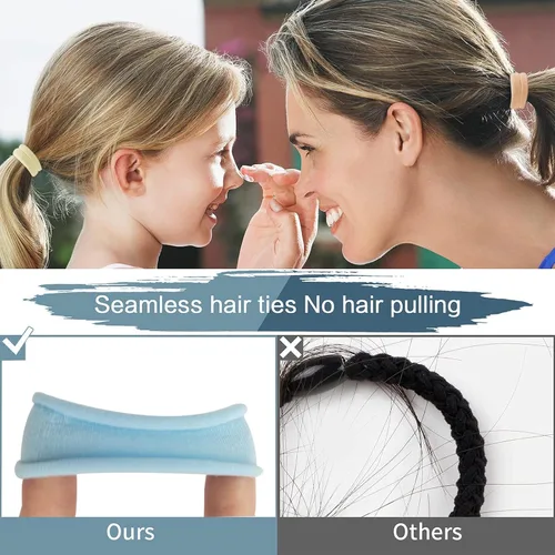 Miniatura 4 de 100 PCS Accesorios Elásticos para el Cabello - Bandas de Cabello de Algodón Sin Costuras, Sujetadores Suaves de Cola de Caballo para Cabello