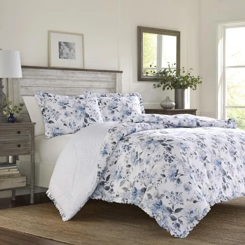 Miniatura 3 de Laura Ashley Home - Juego de funda de edredón tamaño individual, ropa de cama reversible de algodón con funda a juego, decoración ligera del hogar