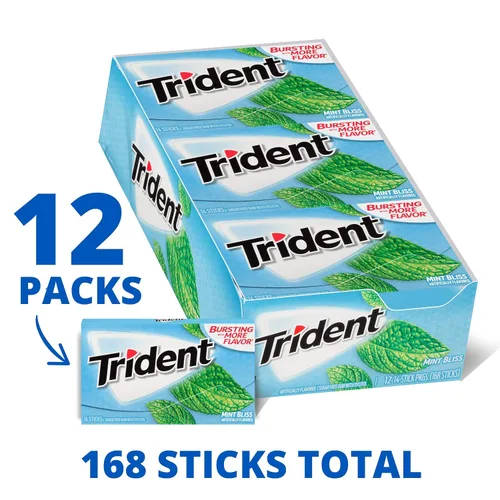 Miniatura 3 de Trident Goma de mascar sin azúcar, sabor original, 12 paquetes de 14 piezas