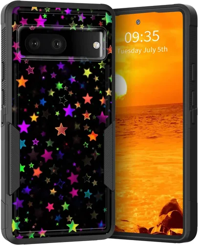 Miniatura 32 de Funda para Pixel 6A, Híbrida de Doble Capa de Servicio Pesado Resistente a Prueba de Golpes PC Duro + Funda Protectora de Silicona Suave para Google