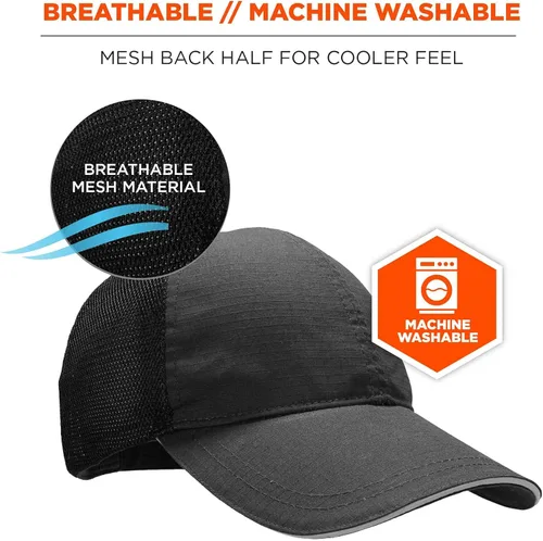 Miniatura 4 de Ergodyne Skullerz 8946 - Gorra de béisbol estándar con inserto de gorra Negro