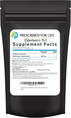 Miniatura 8 de Prescribed For Life Polvo de saúco Baya de saúco en polvo para adultos Alto contenido de vitamina C Lleno de fibra dietética y antioxidantes