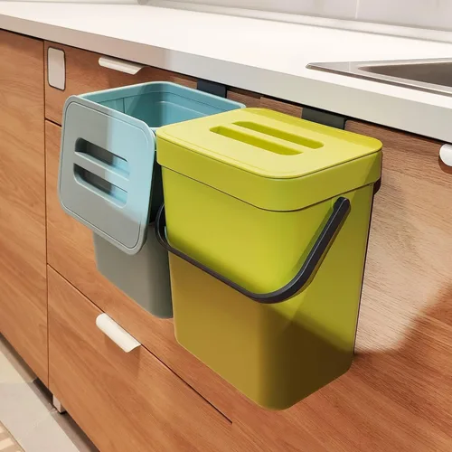 stonespace Cubo de basura pequeño para cocina con tapa, contenedor de compost para cocina interior sellado, bote de basura debajo del fregadero,