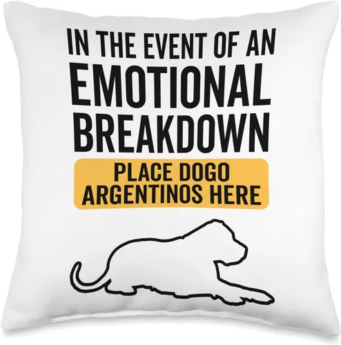Funny Dogo Argentinos Gift for Men & Women In Event of Emotional Breakdown-Dog Dogo Argentinos - Almohada de 16 x 16 pulgadas, multicolor