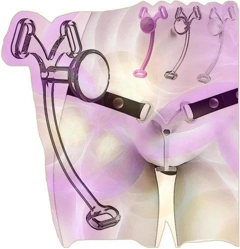 Miniatura 11 de Jaula plana masculina con correa ajustable de tres vías, dispositivos invertidos planos populares -USLA05 (B: rosa, corto)