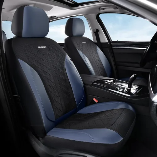 Miniatura 18 de Coverado Fundas de asiento delantero, fundas de asiento beige, 2 asientos, protectores de cuero para automóvil, paquete de 2, fundas de asiento