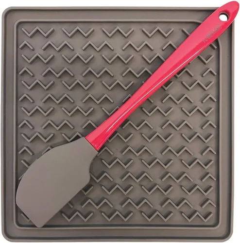 Miniatura 4 de Messy Mutts Alfombrilla interactiva terapéutica de silicona para alimentación y lamer, 8 x 8 pulgadas, alimentador lento para aburrimiento